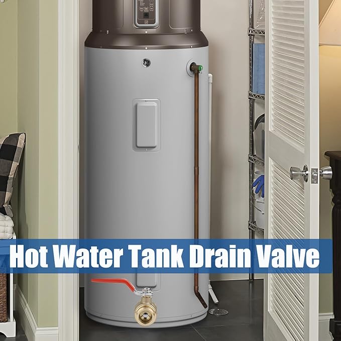 WHK Water Heater Drain Valve 3/4"MIP X 3/4" Male GHT Connection to drain or Flush Hot Water Heater Faster and Easy Big Full Port (Lead-Free Brass,3 Inch Shank with Long Handle,Straight)
