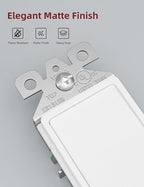 AIDA 3 Way Decorative Light Switch Wall Plate, Electric Switches,15Amp, 120/277 Volt, 3 Way Rocker Switch, Self-Grounding, Residential and Commercial Grade, UL Listed (50, Matte White)