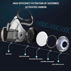 Respirator Mask,6200 Dust Mask,With Safety Glasses,High-Efficiency Filtration Technology,Comprehensive Protection,20 Spare Dust Cotton Pads,Ideal for Filtering Dust,Smoke, And Other Particulate Matter