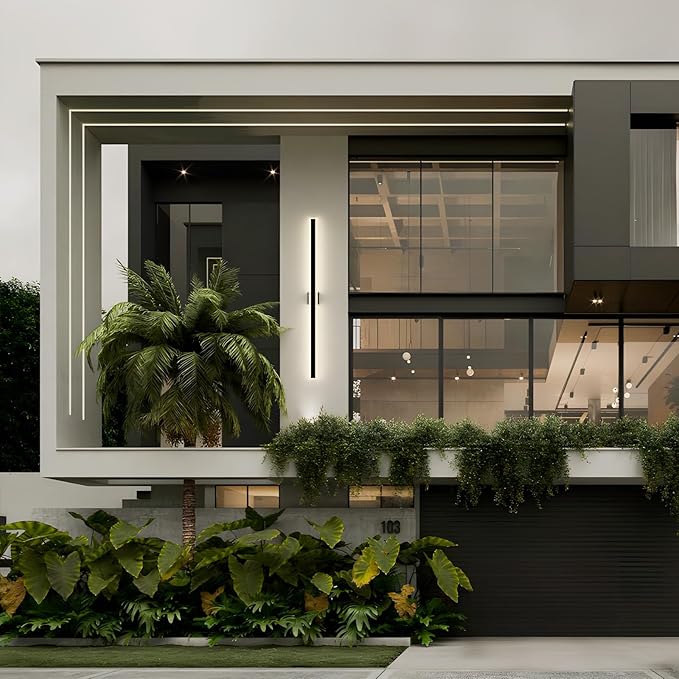 LamQee 63 Inch Long Outdoor Wall Lights Modern Exterior Lighting Fixtures for House, Waterproof 3000K 48W 2400LM LED Linear Outdoor Wall Sconces Lighting for Porch Patio Garage Door Yard Indoor