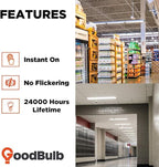 GoodBulb 48-Inch T8 Fluorescent Light Bulbs 32-Watt, 5000K Daylight White Color, 2900-Lumens, G13 Medium Bi-Pin Base (Pack of 25 Bulbs)