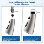 Hibbent Curved Pull Down Kitchen Faucet Head Replacement, 3-Function Kitchen Sink Spray Nozzle with 14 Adapters, Anti-Splash, Compatible with Kohler Bent Faucets, Brushed Nickel