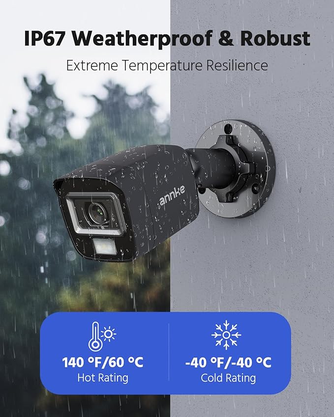 ANNKE 8CH H.265+ 3K Lite Wired Security Camera System with AI Human/Vehicle Detection, 4 x 1920TVL 2MP CCTV IP67 Cameras with Smart Dual Light for Outdoor Use, Color Night Vision, 1TB Hard Drive