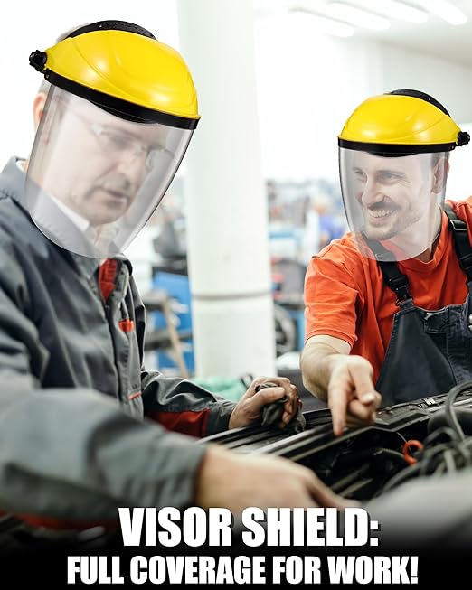 12 Pack Safety Face Shield for Grinding and Cutting, Full Impact Resistant Face Shield Mask for Work Chemical Woodworking (Yellow)