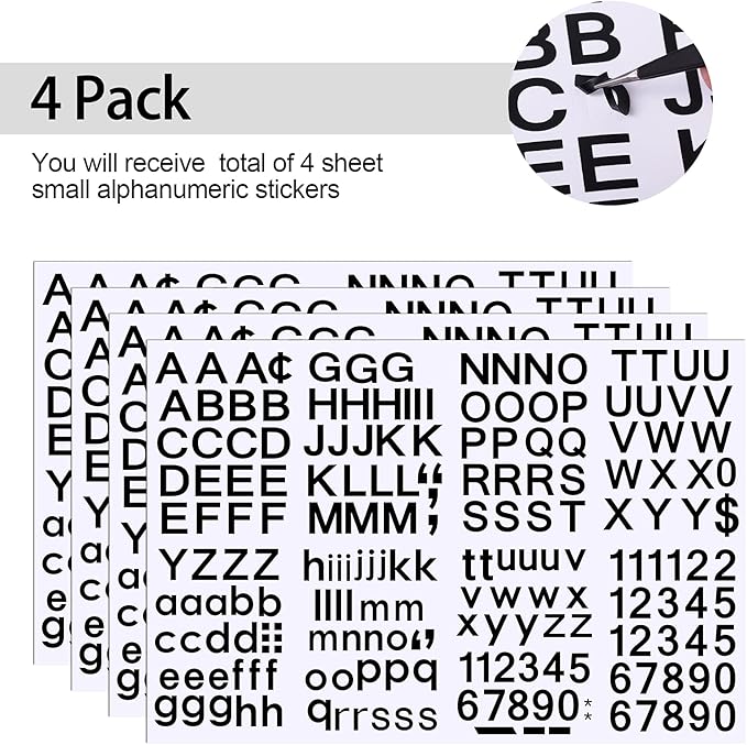 Outus 8 Sheets Vinyl Letter Stickers Self Adhesive Mailbox Numbers Alphabet Stickers Stick on Letters for Christmas Stockings Scrapbook Bulletin Board School Business(1/2 Inch,Black)