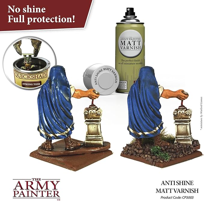 The Army Painter Anti Shine Matt Varnish for Miniature Painting - Acrylic after Quickshade Protector Spray Varnish for Miniatures, 400ml