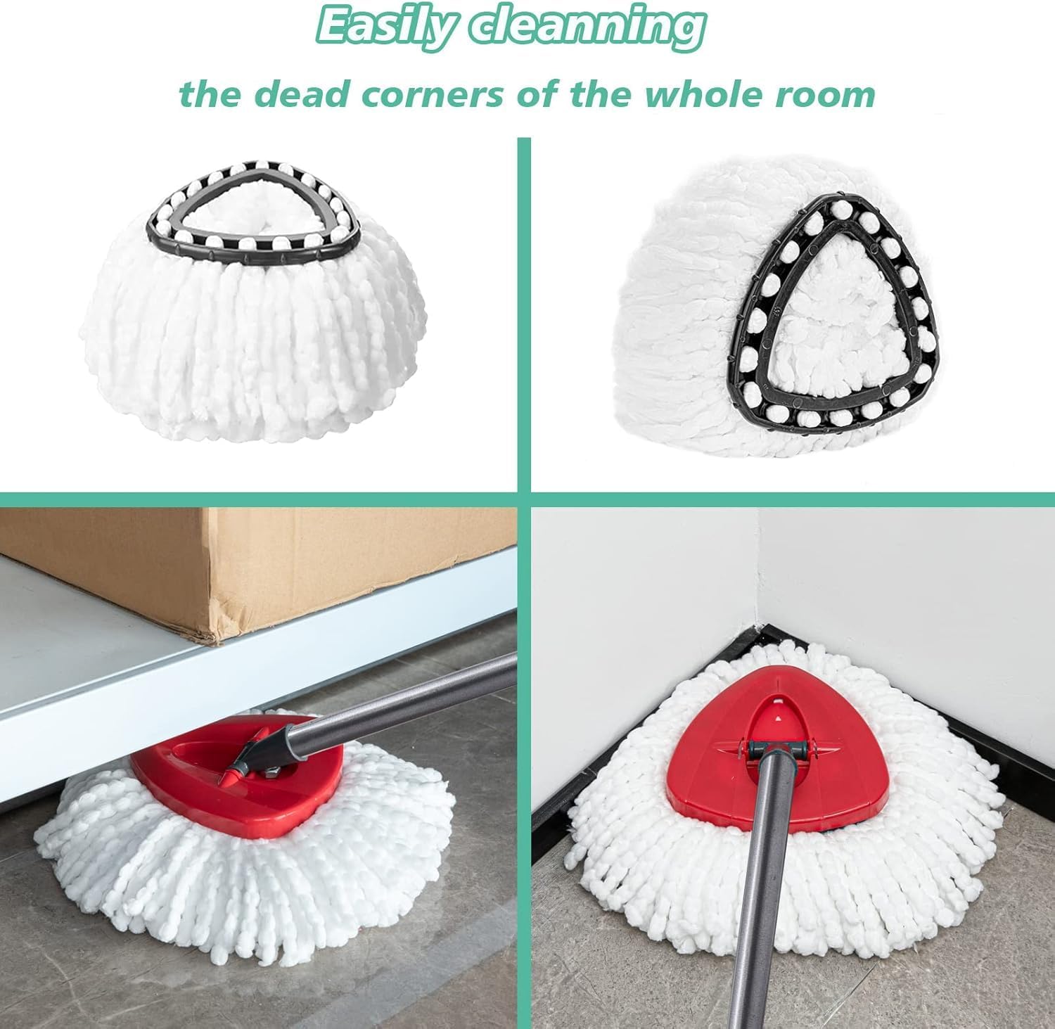 20PCS Spin Mop Replacement Head,100% Microfiber Mop Heads Replacements Compatible with Triangle Spin Mop,360 Degree Round Spin Mop Replacement Head for Easy House Cleaning Floor Mopping