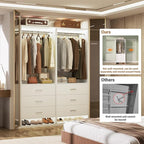 Aheaplus Closet System Closet Organizer, Wood Closet Organizer System, Walk-in Closet or Small Closets Wardrobe, Clothes Rack with Hanging Rods, 4FT Closets, Set of 2, White