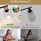 2025 Upgrade Bathroom Light Fixtures, 4-Light Coastal Vanity Lights with Crystal Glass Shade, Black Bathroom Wall Lamp for Mirror Kitchen Hallway Cabinet