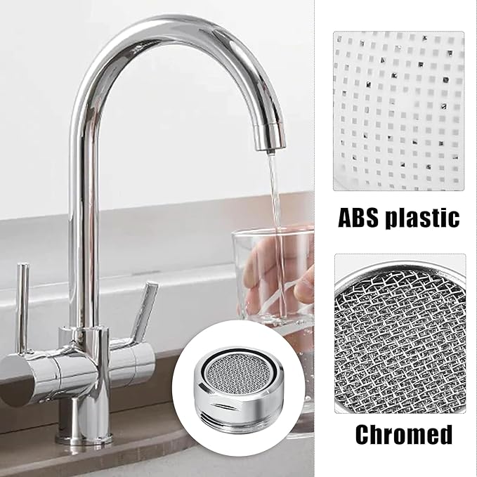 Litoexpe Faucet Aerator 4 PCS, Kitchen Sink Aerator Replacement Parts, Sink Faucet Male and Female Thread Water Saving Faucet Filter with Brass Shell and Gasket for Bathroom (15/16" and 55/64")