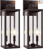 BesLowe 18” Upgraded Motion Sensor Outdoor Wall Lights, Dusk to Dawn Porch Lights Outdoor Wall Sconces, 3 Lighting Modes Exterior Lighting Fixtures with Hooks, Brown Outside Lights for House, 2-Pack