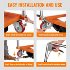 Hydraulic Lift Table Cart, 1100 LBS Capacity 28.5 in Lifting Height, Manual Single Scissor Lift Table with Locking Wheels and Non-Slip Pad, Hydraulic Scissor Cart for Material Handling