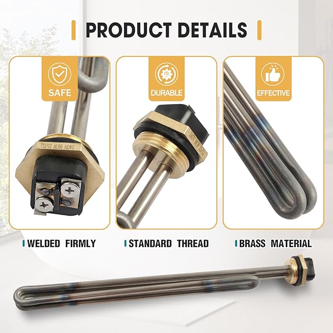 3 Pcs Titanium HE 90240 Water Heater Element Screw-In 9KW 240V Replacement for EcoSmart ECO 18 27 36 Tankless Water Heater Element Parts Replaces HE 80240 R004709024S SGB-2903 HA-P004 HA-P005