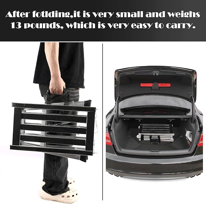 Folding Work Platform Height Adjustment 19-27"(H) Portable Steel Step Ladder Stool for Home, Office, Workshop and Garage, Maximum Load 400lbs