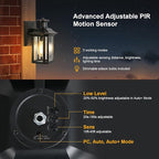 2 Pack Motion Sensor Outdoor Lights, 3 Adjustable Lighting Modes Porch Lights, Dusk to Dawn Exterior Lighting Fixture, Waterproof Outside Wall Lantern Sconce for House, Garage, Front Porch, ETL Listed