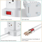 PD20W Power Strip Tower Surge Protector,16.5FT Extension Cord,Power Strip with USB 12 Outlets with 4 USB Ports (1 USB C), Flat Plug Multi Plug Outlet Extender Overload Protection for Home Office