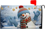 Snowman Winter Mailbox Covers Magnetic Large Size 25.5x21 Inch Snowflakes Holiday Mailbox Cover Oversized Outdoor Decor Farmhouse Post Letterbox Wraps for Garden Yard