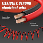 18 Gauge Wire, 18 AWG Electrical Wire Cable, 2 Conductors Red Black Wire, Copper Clad Aluminum(CCA) Flexible PVC Extension Cord for Speaker, Hookup LED Strips, Automotive 12V/24V DC (100FT)