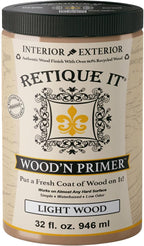 Retique It Wood'n Primer - Paint it then stain it - Stainable Wood Fiber Paint (Light Wood, Large)