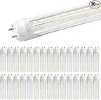 T8 LED Bulbs 4 Foot, 30 Pack 36W 4680LM 5000K Daylight White Type B 4FT LED Tube Lights, T8 T10 T12 Fluorescent Replacement Bulbs, Ballast Bypass, V-Shaped, Double Ended Power, Clear Cover