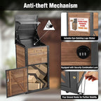 Outdoor Package Delivery Box with Lock - Weatherproof Parcel Drop Boxes for Porch, Anti-Theft Design, Wood-Grain Decorative Mailboxes for Secure Mail & Packages