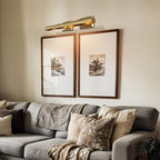 Picture Light, 24in Hardwired Picture Lights for Wall, Dimmable Wall Sconces Poster Light, Brass 4 Lighting for Paintings Frames Art Display Gallery Bedroom Living Room-Included Bulbs(Gold)