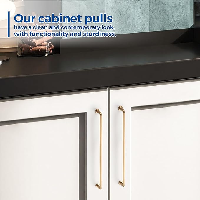 JOY DECOR Cabinet Pulls – 12-3/5 Inch Hole Center, Champagne Bronze, 10 Pack, Zinc Alloy Cabinet Handles for Drawers & Cupboard – Vintage Style Hardware for Kitchen, Bathroom, Dresser