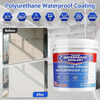 Polyurethane Waterproof Coating, Bright White, Multi-Surface Leak Repair Roofs, Showers, Windows, Basements, Indoor and Outdoor Liquid Water Proof Sealant, 0.4 Gallon