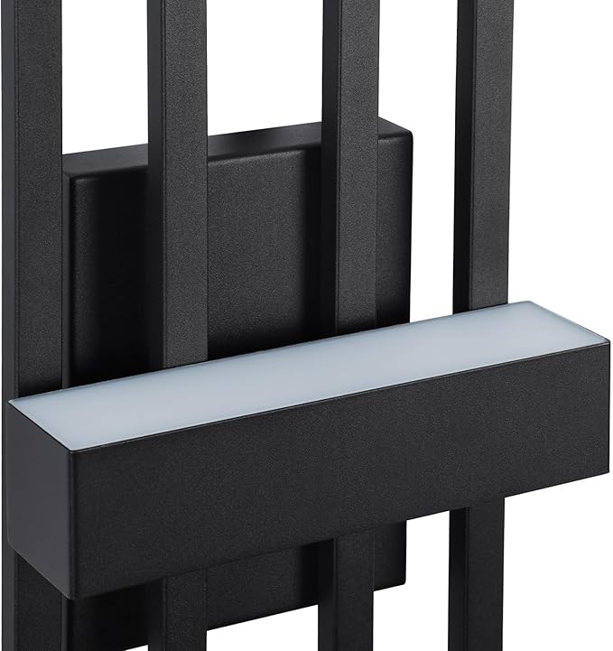 LamQee 25.6 Inch Modern Outdoor Wall Lights, Integrated LED 1200LM Large Exterior Lighting Fixture Dual Rectangle Outdoor Sconce, Black Metal Wall Mount Porch Light Outside Lamp for House Garage Patio