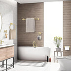 TQKAG Brushed Gold 5 Piece Bathroom Hardware Accessories Set 23.6" SUS304 Stainless Steel Bathroom Towel Bar Holder Sets Double Post Pivoting Toilet Paper Holder Set Wall Mounted