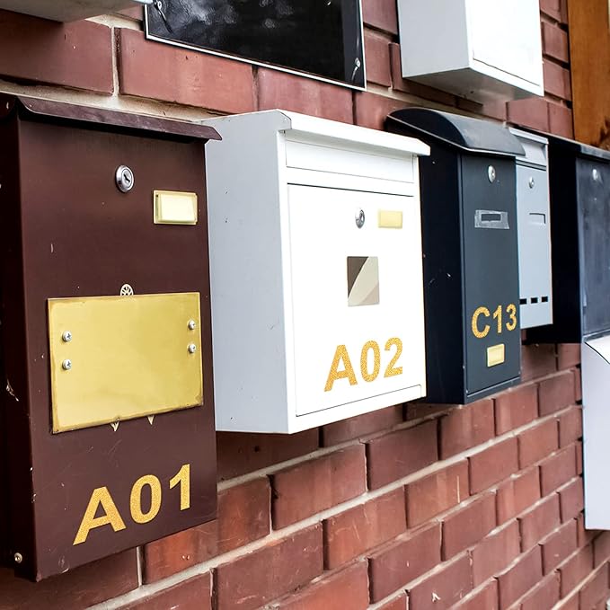 Outus 8 Sheets Vinyl Letter Stickers Self Adhesive Mailbox Numbers Alphabet Stickers Stick on Letters for Christmas Stockings Scrapbook Bulletin Board School Business(2 Inch,Glitter Gold)