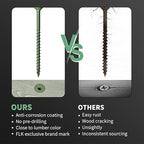 Wood Screws 3 Inch, FIXLINK Deck Screws #10 x 3, 105 PCS, Epoxy Coated, T25 Star Bit Above 1500 Hour Salt Spray Coating Outdoor Decking Screws Excellent Rust Resistant for Wood Fence, Green