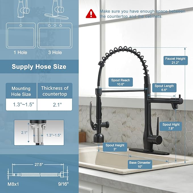 GIMILI Oil Rubbed Bronze Kitchen Faucet with LED Single Handle Kitchen Sink Faucet with Pull Down Sprayer Commercial Double-Headed Stainless Steel Kitchen Faucets Sink with Deck Plate