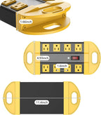 CCCEI Heavy Duty Power Strip Surge Protector, Metal 8 Outlets Power Strip for Appliance. Garage Shop Industrial Workbench 15 AMP Outlets Strip. 10FT Extension Cord, Yellow