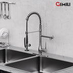 GIMILI Black Stainless Kitchen Faucet with Pull Down Sprayer, Single Handle High Pressure Kitchen Sink Faucet, Commercial Double-Headed Stainless Steel Kitchen Faucet