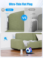 Tower Power Strips with Surge Protection, 6FT Flat Extension Cord with Multiple Outlets, 12 AC 4 USB Ports, Overload Protection Charging Station for Office Home Dorm Room Travel (White)