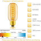 Edison Light Bulb 60w, 6 Pack Dimmable T45 Retro Bulb, 110v-130v, E26 Base Decorated Antique Filament Bulb, Amber Glass, 2200k Warm Yellow Incandescent Bulb, Used for Home Lighting