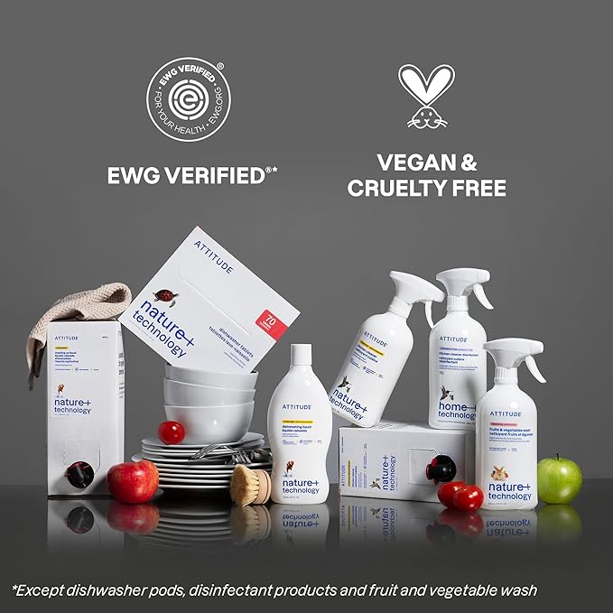 ATTITUDE Kitchen Cleaner Spray, EWG Verified, Powerful Degreaser, Cuts Grease & Grime, Plant-Based & Vegan, Citrus Zest Scent, 27.1 Fl Oz (Pack of 3)