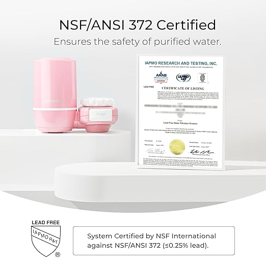 Waterdrop Sink Filter Water Faucet for Skin Care, Bathroom Faucet Filter, 320 Gallons, NSF Certified Water Purifier, 0.01μm Ultra-Filtration System, Reduces Chlorine Lead-Free Material, 1 Filter Pink