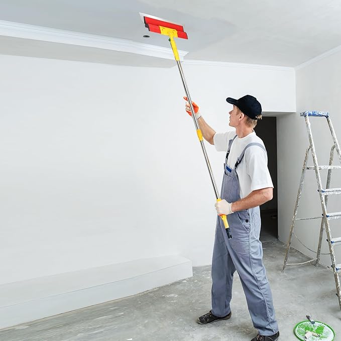 Drywall Skimming Blade Set with 30" - 48" Extension Handle 10in/24in/32in Stainless Steel Skimming Blades for Wall Surface Smoothing Ideal for Drywall Plaster Wallboard Repair Joint