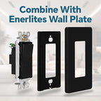 ThunderWay Matte Black Single Pole Decorator Light Switch with Screwless Wall Plate, 15 A 120/277 V, ON/Off Rocker Paddle Interrupter, Self-Grounding, Residential Grade,UL Listed (10 Pack)