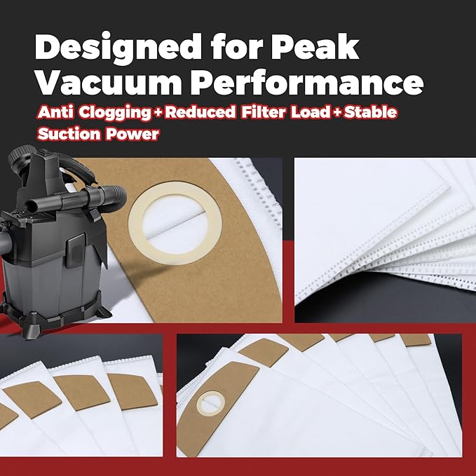 6-Pack Wet/Dry Dust Bags for FLEX 24V Brushless Wet/Dry Vacuum | Filter Bags Compatible with FLEX VC 6L MC & VC 6L MC 18.0 | Vacuum Cleaner Replacement Bags 487287