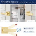 EHOMEWARE 1 Pack Heavy Duty Dummy Door Handle Interior Lever Set, Single Sided Gold Door Knob for Interior Doors, Right/Left Handing