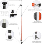MOETER 12Ft/3.7M Telescoping Laser Level Pole, Adjustable Laser Pole with Universal Mounting Bracket 1/4”-20 & 5/8”-11 Adapters, Laser Level Stand for Rotary & Line Lasers (Without Tripod)