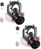 Gas Mask, Gas Masks Survival Nuclear and Chemical with 40mm & 6001 Activated Carbon Filter, Full Face Respirator Mask for Gases, Vapors, Dust, Chemical（2 pcs）