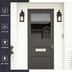 zeyu 2 Pack Outdoor Wall Lamps, 15-inch Black Exterior Light Fixtures for Patio House, Die-Cast Aluminum with Water Ripple Glass, Black Finish, ZD100B-2PK BK-WP