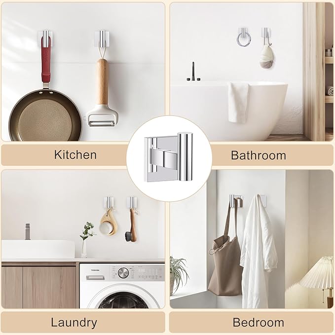 5 Pieces Bathroom Hardware Set Polished Chrome Towel Bar Set Includes 23.6” Towel Bar, Towel Ring Holder, Toilet Paper Holder and Two Towel Hooks, Bathroom Accessories Set SUS304 Wall Mounted