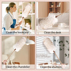 THARAHT Lamb Wool Duster Fluffy Long Handle Reusable for Cleaning Ceiling Fan,Pendant lamp, High Ceiling, Blinds, Furniture Feather Duster