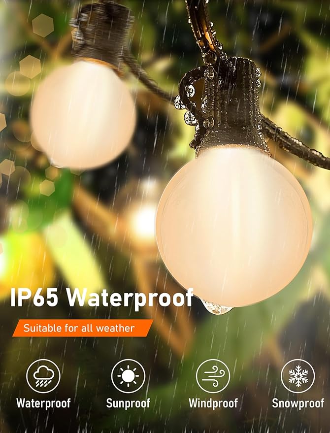 G40 LED Frosted Light Bulbs Replacement, 0.6W Shatterproof Globe Led String Light Bulbs, Replacement Bulbs for Indoor Outdoor String Lights, 25Pack, Warm White