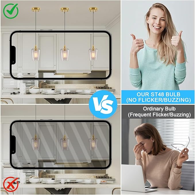 Ralbay 10 Pack Vintage LED Edison Bulbs ST48, 60W Equivalent, Bright Natural White Light 4500K, Clear Glass E26 Medium Base